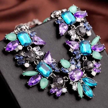Kvinder Mode Smykker Erklæring Bib Krave Farverige Rhinestone Kæde Julegaver keramiske smykker феникс кулон