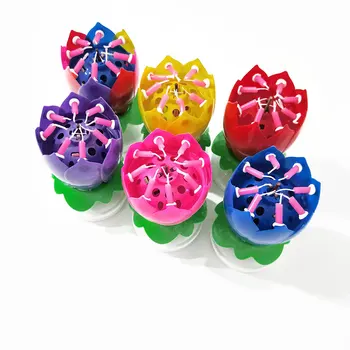 Stearinlys Lotus Blomst Roterende tillykke med Fødselsdagen Musikalsk Lys DIY Part Kage Dekoration Stearinlys For Børn, Fødselsdag, Gave, 1stk