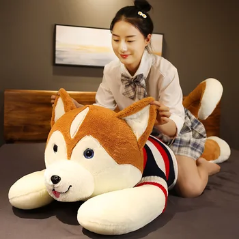 80-130cm Stor Størrelse Husky Plys Legetøj Shiba Inu Udstoppede Dyr Dog Blødt Sove Pude Dejlig Gave til Børn Piger Kawaii til Stede
