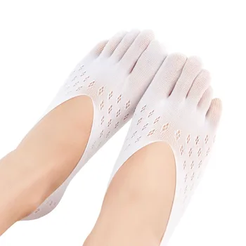 Fashion Kvinder Sommer Yoga-Sokker Low cut usynlige, non-slip ultratynde Åndbar Tå Sokker Sport Kører Fast Fem-finger Sokker