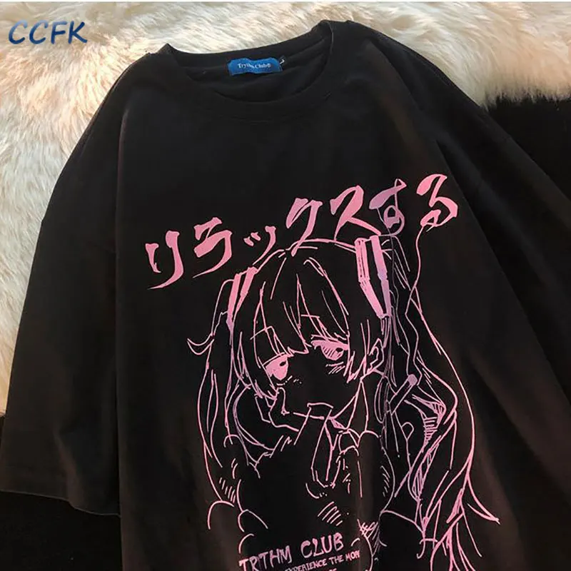 Køb online Emo Tøj Sød Punk T-shirt Kvinder Sommeren 2021 Japansk Harajuku Animationsfilm Løs Studerende Kortærmet Skjorte Grunge æstetiske Toppe Og Tees < www.brysterhelelivet.dk