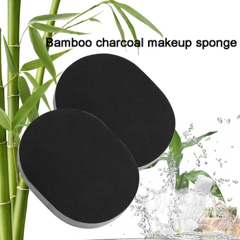 Naturlig Sort Bambus Trækul Ansigt Ren Svamp Træ Fiber Ansigt Vask Ren Svamp Skønhed Makeup Tilbehør Rengøring Puff