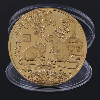 Nye 2021 År Af Rat Erindringsmønt Kinesiske Stjernetegn Souvenir-Udfordring Collectible Mønter Kunst Håndværk Gave