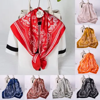Firkantet Tørklæde Kvinder Bløde Tørklæder Mode Trykt Foulard Femme Vintage Mode Hoved Tørklæde Hår Tilbehør Kvindelige Tasker Dekoration
