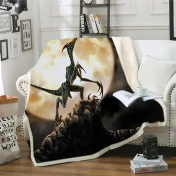 Dinosaur 3D Printet Sherpa Tæppe i Sofaen Dynen Dække Rejse-Sengetøj Outlet Velvet Plys Smide Fleece Tæppe Sengetæppe 01