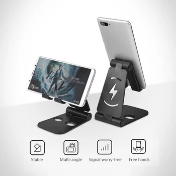 Desktop Mobile Phone Holder Stand Metal Phone Holder for Ipad Tablet Charging Base Foldable Adjustabl Smartphone Holding Stand