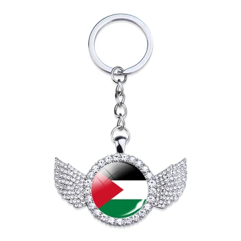 Palæstina Israel Flag Nøglering Skinnende Krystal Nøgleringe Nøgleringe til Patriot Souvenir Vedhæng Nøglering Smykker Kvinder Mænd Gaver