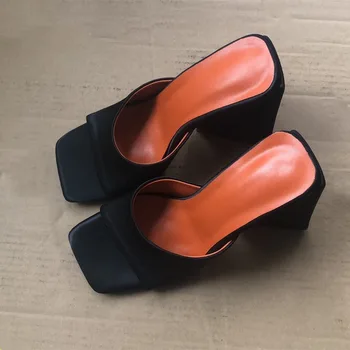 Kvinders Særlige Materiale Sommer Sandaler til Kvinder Tykke såler højhælede Tøfler 10,5 cm Tykke hæle Party Natklub Tøfler