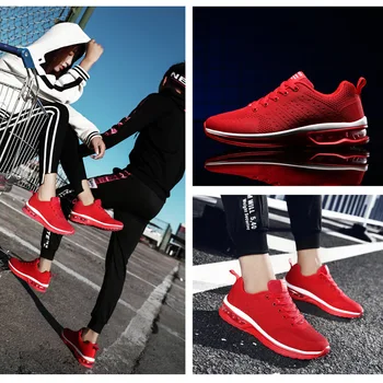 2020 Foråret Kvinder Sneakers Rød Sort Mode Koreanske Kvinder Sko Åndbar Mesh Sneakers Air Cushion Casual Sko Tenis Feminino