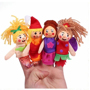 Jul 4 Typer Familien Finger Dukker Sæt Baby Legetøj Tegnefilm Teater Blød Dukke Børn Pædagogisk Legetøj til Børn Populær Gave