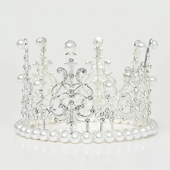 1stk Pearl Crown cake topper Lille Tiaras Krystal Perle Prinsesse Kage Toppers Bryllup Fødselsdag Kage Dekoration Pynt