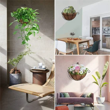 Kokos Blomst Kurv Half Moon Form vægmonteret Fiber Udskiftning af Liner Dekoration Vaser