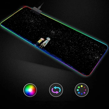 Rick Morty mønster design Animationsfilm RGB Gaming musemåtte Gamer-Tastatur, Bruser, Non-slip Gummi LED musemåtten
