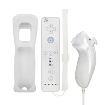 Nye 2-I-1 Wireless Remote Nunchuk Controller Til Nintendo Wii, Indbygget Motion Plus Gamepad Med Silikone Case Motion Sensor