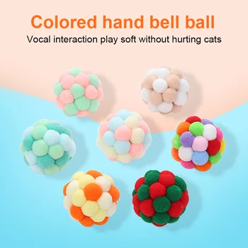 Cat Toy Farverige Bolden Interaktivt Kæledyr, Killing Bunden Naturlige Pet Supplies Hånd-lavet Bell Bolden Pom Kat Tyggelegetøj Kreative Plys