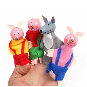 Jul 4 Typer Familien Finger Dukker Sæt Baby Legetøj Tegnefilm Teater Blød Dukke Børn Pædagogisk Legetøj til Børn Populær Gave
