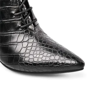 MORAZORA 2020 Stor størrelse 33-45 høj kvalitet ankel støvler tyk høje hæle spids tå sko kvinde mode snøre kvinder støvler
