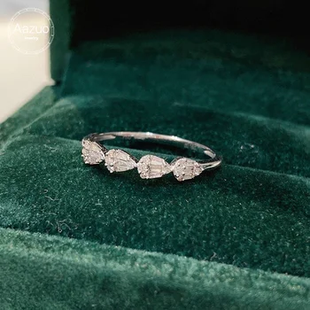 Aazuo Orignal 18K Hvide Guld, Ægte Diamanter 0.15 ct-Mode Dejlige Vand, Drop Linje Ring for en Kvinde Fashion Gave Fødselsdag
