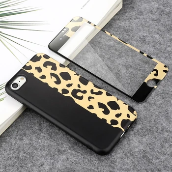 Elegant Leopard Hærdet Skærm Protektor Phone Case For iPhone X Xr Xs Max Søde Pige Soft Cover Til iPhone 7 Plus 8 6S 6 SE2020