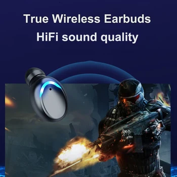 Tws Trådløse Bluetooth-5.0 Headset 8D Subwoofer HiFi Stereo-Surround-Touch Kontrol Genopladelige Headsettet Velegnet Til Android, Ios