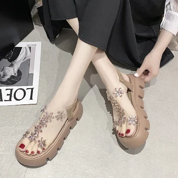 Sommeren 2021 fashion trendy fladskærms mid-to-high platform sandaler til piger 1932