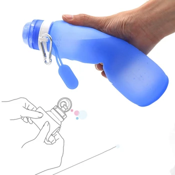Silikone Foldbare Vand Flaske Tætning Lækagesikre Kolbe Kantine Udendørs Sport Kedel Til Ridning, Klatring Bærbare Rejse Drinkware