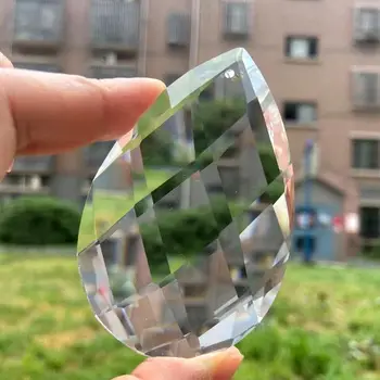 80 mm Klart Glas Kunst Lysekrone Krystal Prisme Lampe Del Hængende Ornament DIY Suncatcher Facetteret Dråbeformet Vedhæng