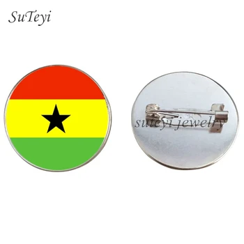 SUTEYI Afrika Land Flag, Emblemer Broche Guinea-Bissau/Ghana Mønster Pins Smykker Gabon/Zimbabwe Glas Kuppel DIY Brocher
