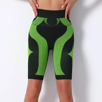 Problemfri høj talje grønne print sexet yoga shorts Kvinder push up fitness sports shorts om Sommeren mini kvindelige workout fitness shorts