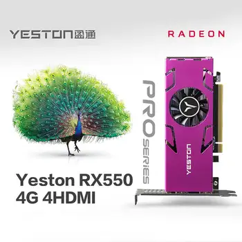 Yeston RX550-4G 4HDMI GA Grafikkort 4G/128 bit/GDDR5 1071MHz 6000MHz DirectX 12 Video Grafik-Kort Til Computer